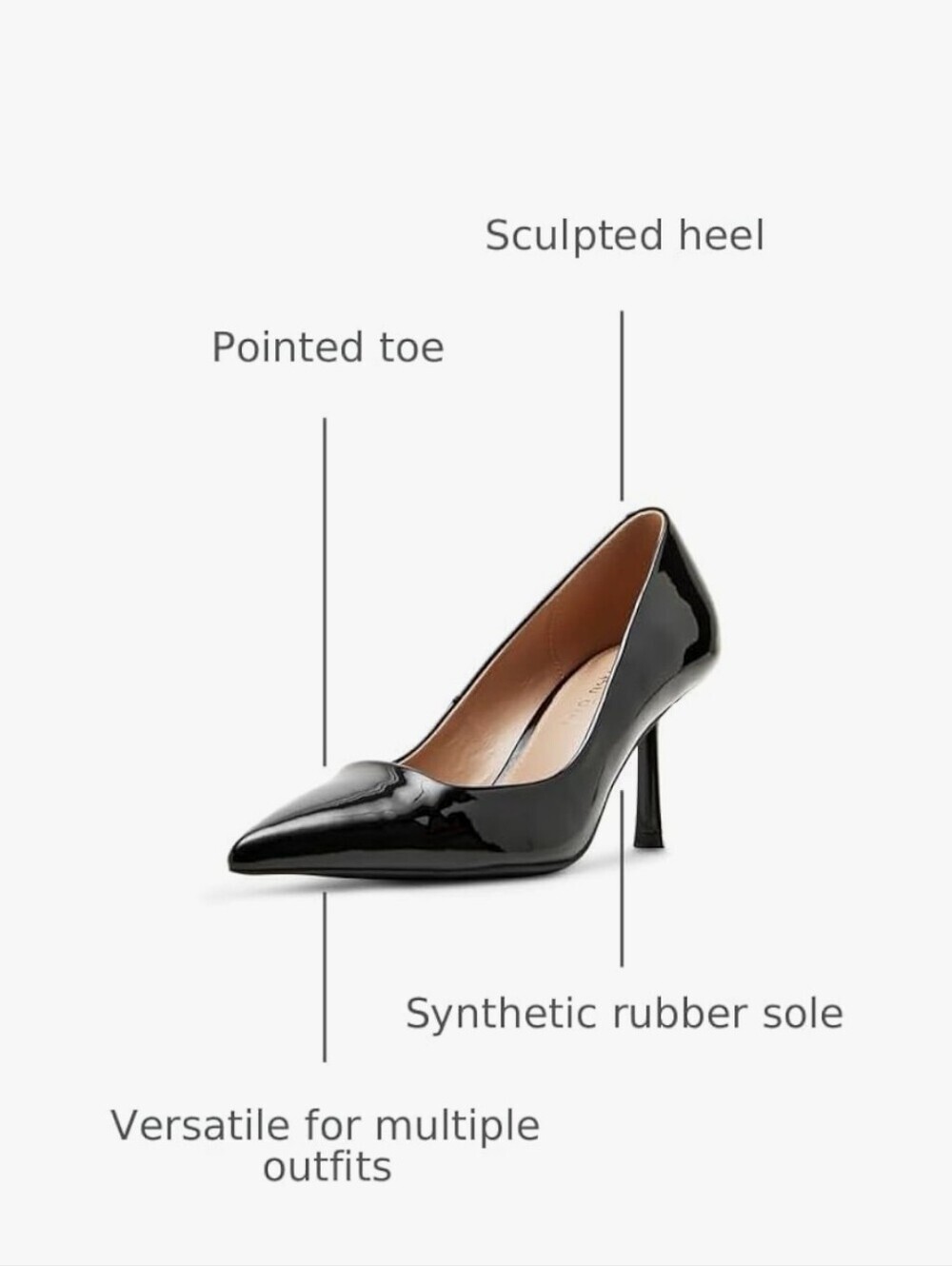 Madden Girl Brynn Black Patent Pointed Toe Pump Heels Size 7.5 - Picture 11 of 11